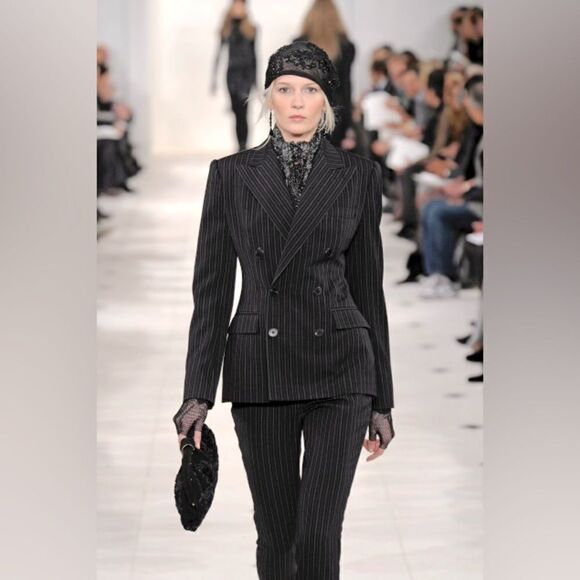 Ralph Lauren Fall 2010 Collection Black Multi Stripe Wool Spat Hem Trouser - Picture 10 of 17